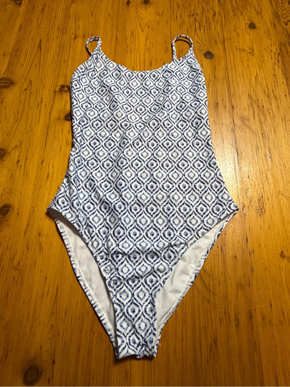 Blue & White Geometric One-Piece Swimsuit Size 4 NWT